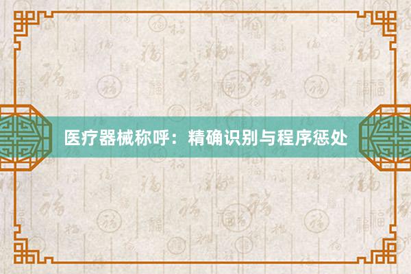 医疗器械称呼：精确识别与程序惩处